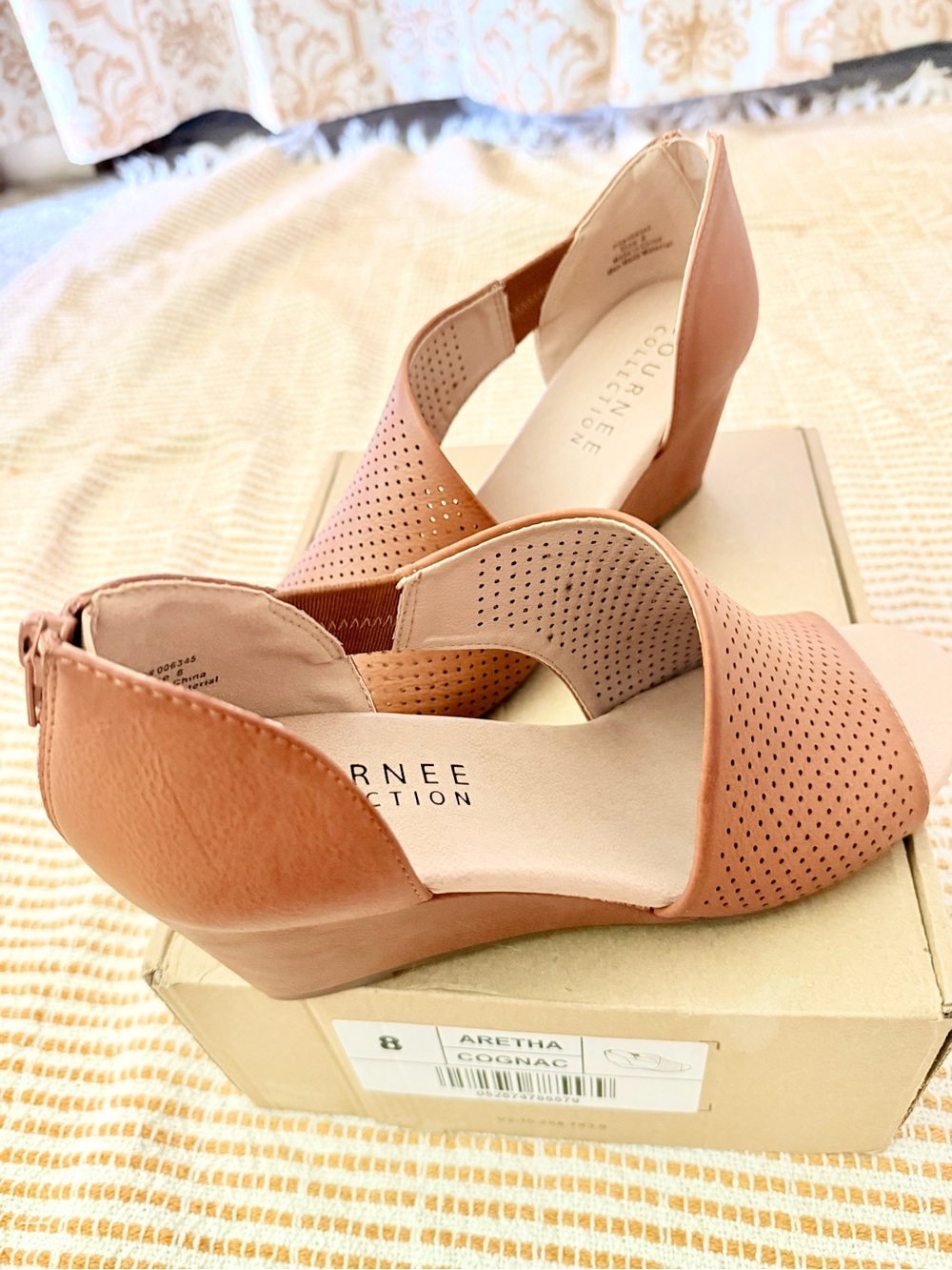 Journee Collection Aretha Open-Toe Wedge Sandals in Cognac